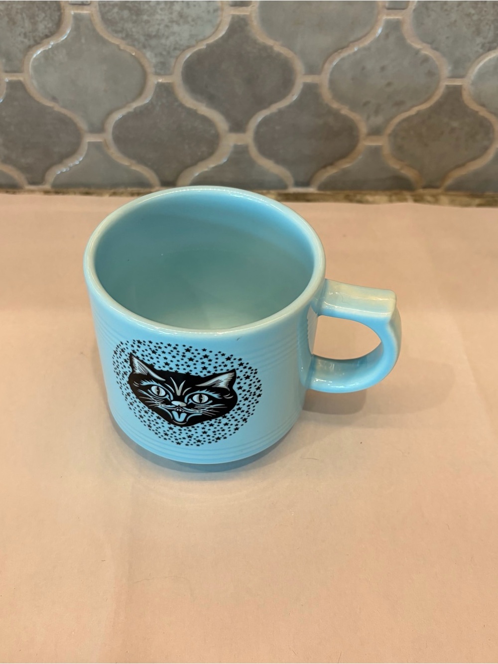 Fiesta Turquoise Black Cat Halloween Coffee Mug Cup USA